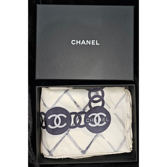 Chanel Silk Camellia CC Square Scarf - Picture 8 of 8